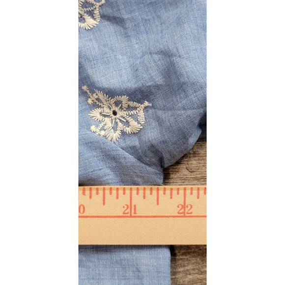 Now And Forever Chambray Off The Shoulder Tunic Size Large Blue Embroidery Boho - Picture 7 of 11